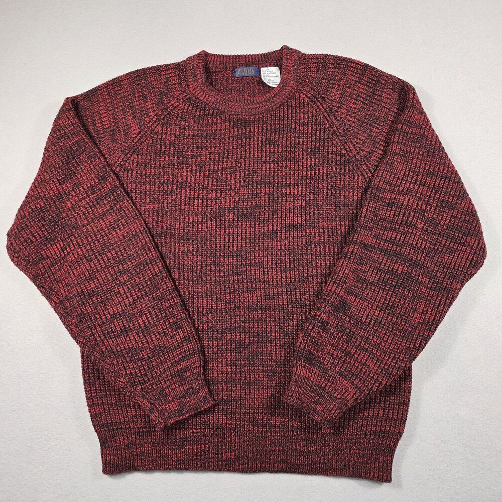 Vintage Saugatuck Men's Large Red Pullover Crewneck Knit Sweater Long Sleeve
